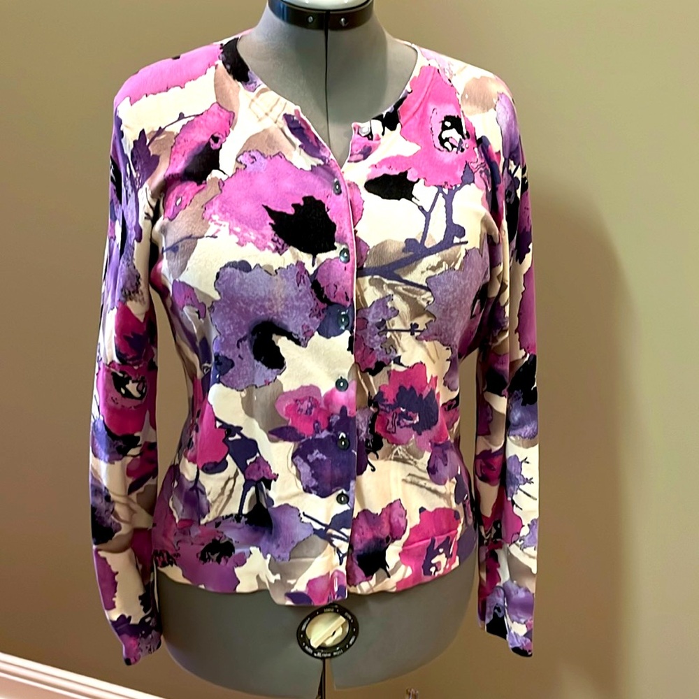 Ladies light button down sweater